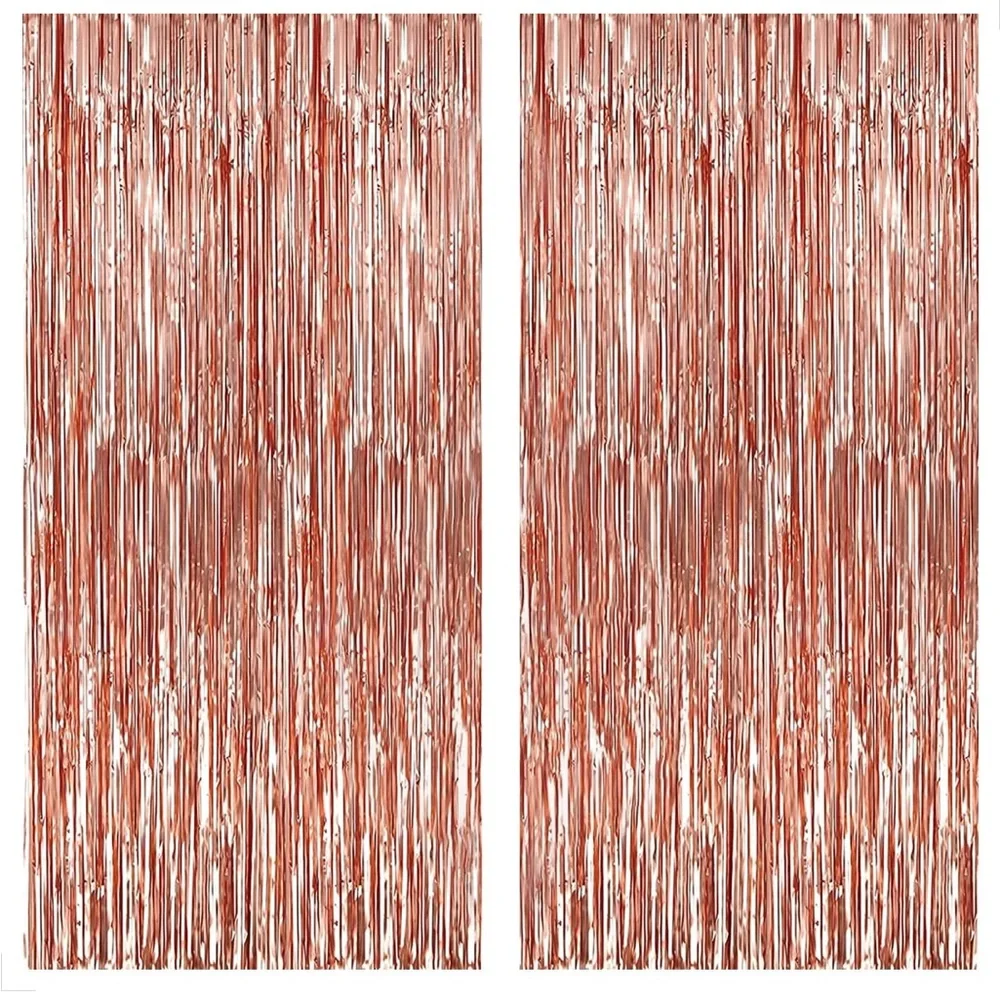 NWT Rose Gold Metallic Fringe Backdrop Party Birthday Curtains